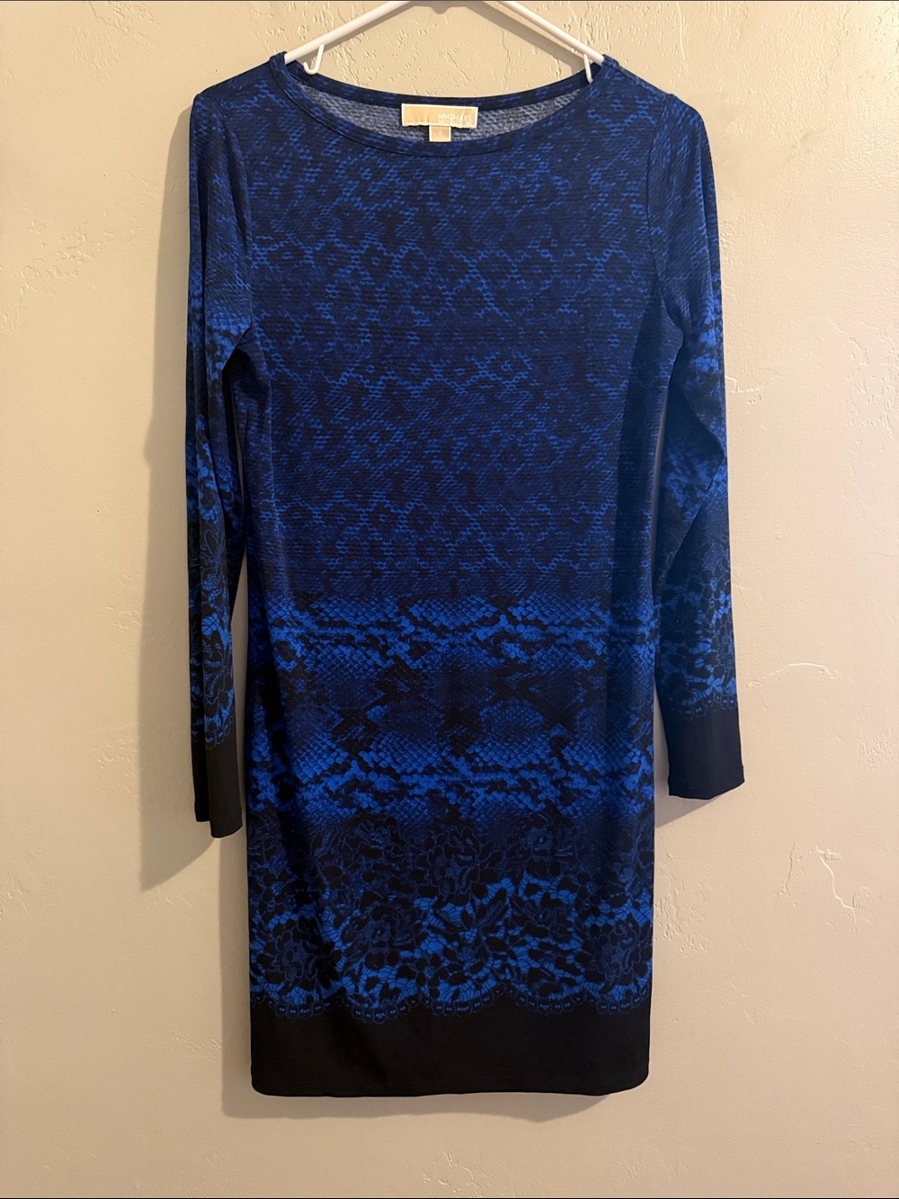 MICHAEL Michael Kors Blue and Black Long Sleeve Dress